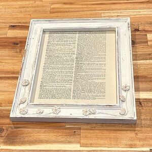 Rustic White Floral Frame with Vintage Page
